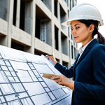 **

"A skilled female architect, fully clothed in professional attire, is reviewing blueprints on a construction site, wearing a safety helmet. Background shows a modern building under construction. Safe for work, appropriate content, perfect anatomy, correct proportions, natural pose, professional, family-friendly, well-formed hands, proper finger count, natural body proportions, modest clothing."

**